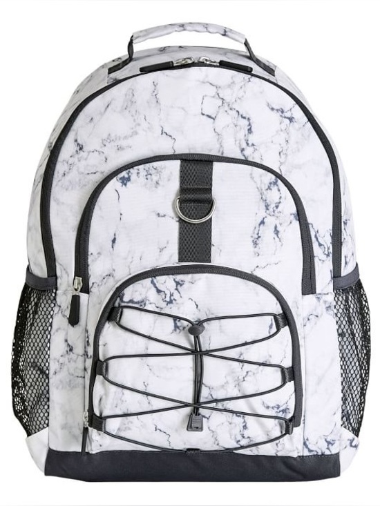 Pottery Barn Teen Handbags - EXCELLENT Pottery Barn Teen White black Marble print quarry backpack XL